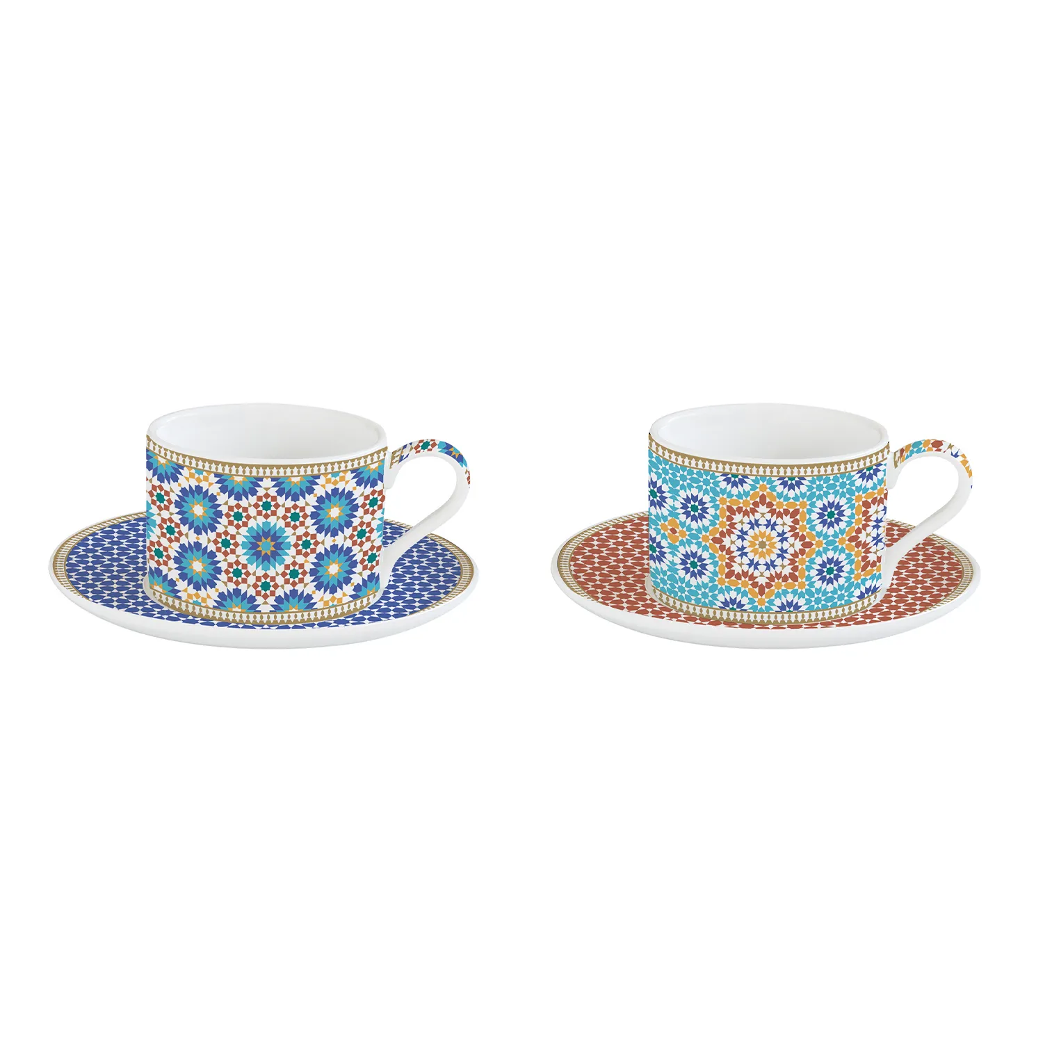 Set 2 tazze con piattino in porcellana 240 ml MARRAKECH