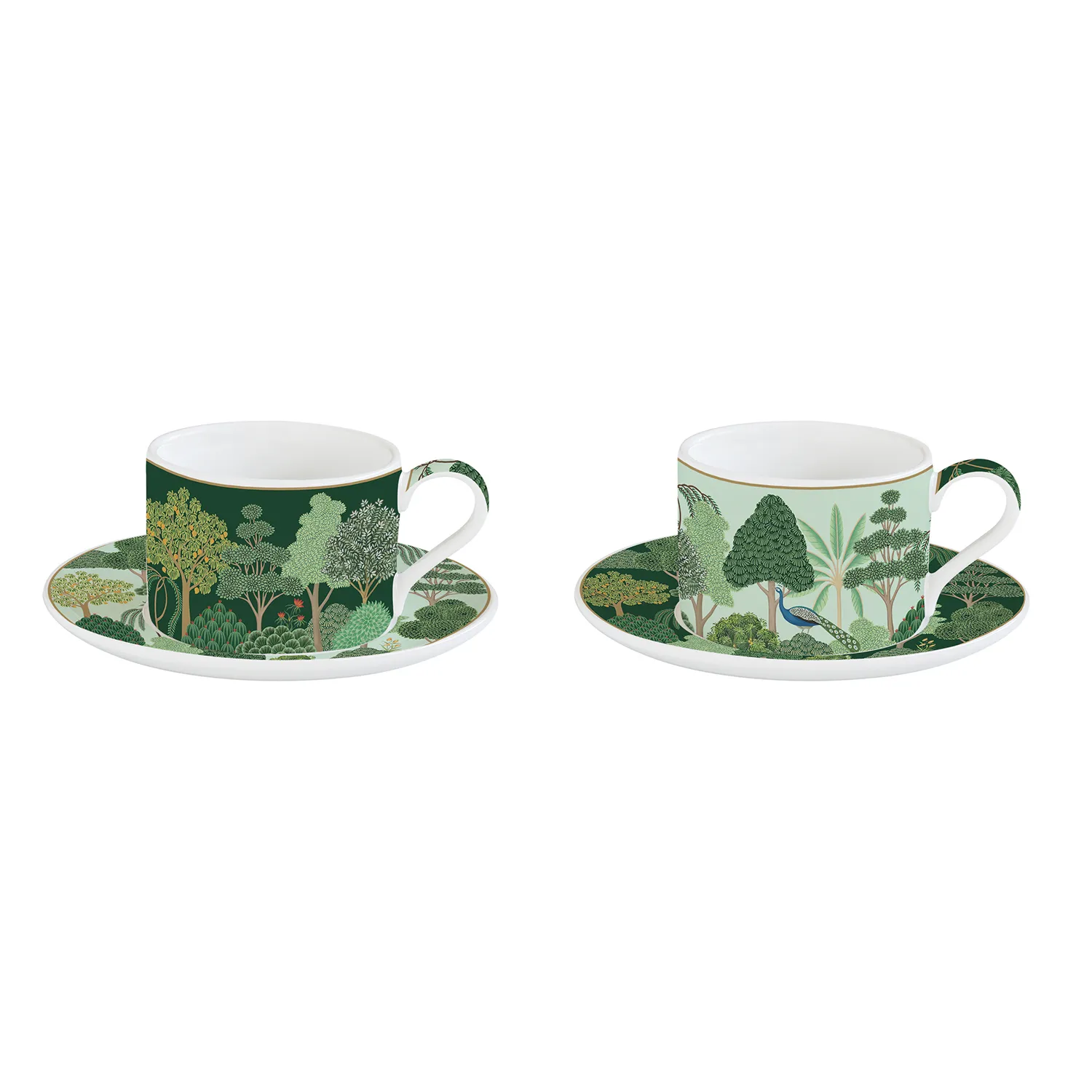 Set 2 tazze con piattino in porcellana 240 ml WOODLAND