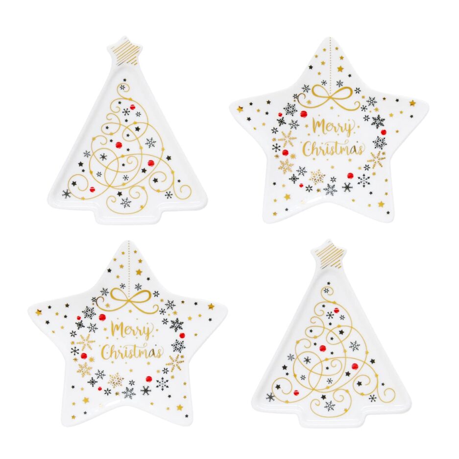 Ensemble de 4 porte-sachets de thé MERRY CHRISTMAS