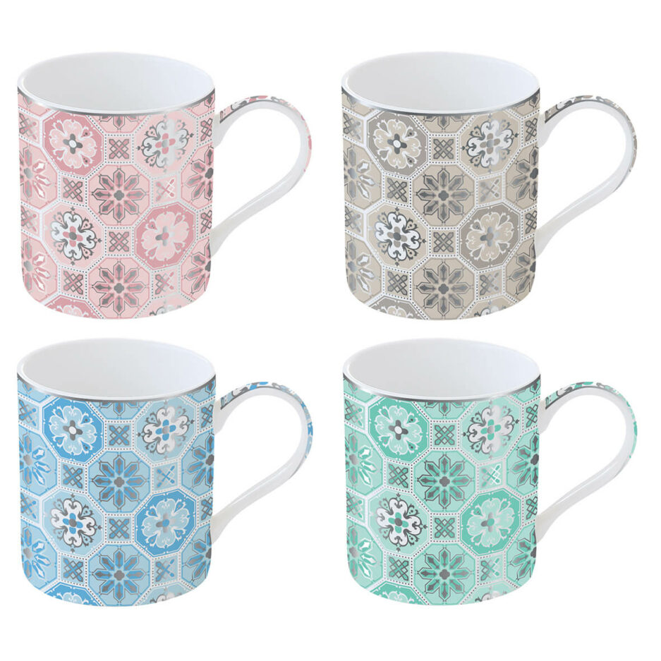 Porcelain mug 350 ml assorted decorations TILES