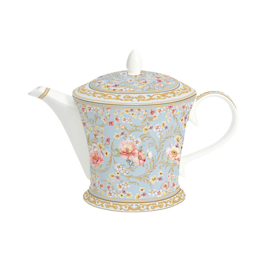 Bone China 1 Lt teapot MAJESTIC FLOWERS