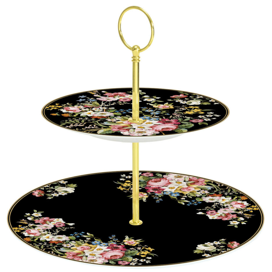 Présentoir à gâteau à deux étages BLOOMING OPUENCE BLACK