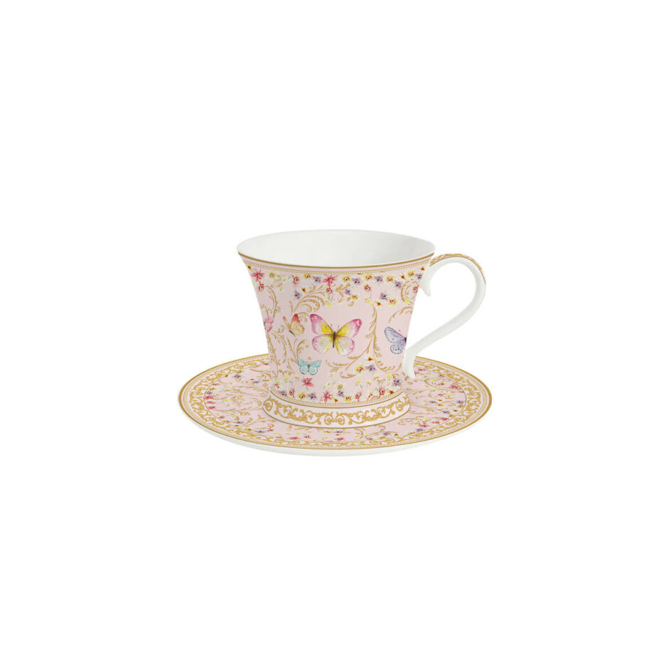 Tea cup with saucer 180 ml in Bone China MAJESTIC BUTTERFLIES