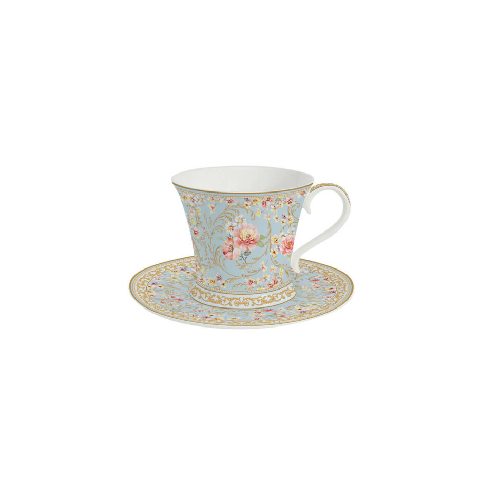 Set tea cups with saucer 180 ml in Bone China MAJESTIC FLOWERS