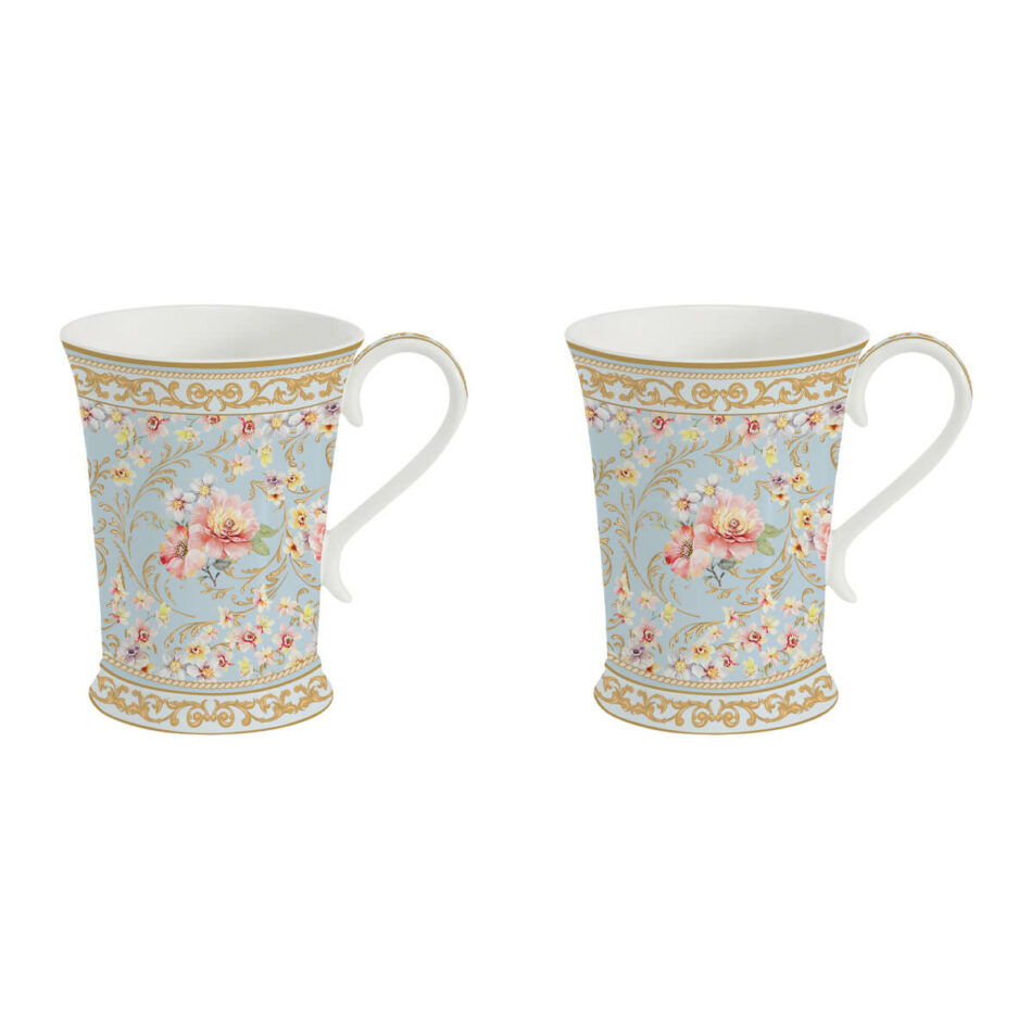 Set 2 mugs 270 ml in Bone China MAJESTIC FLOWERS