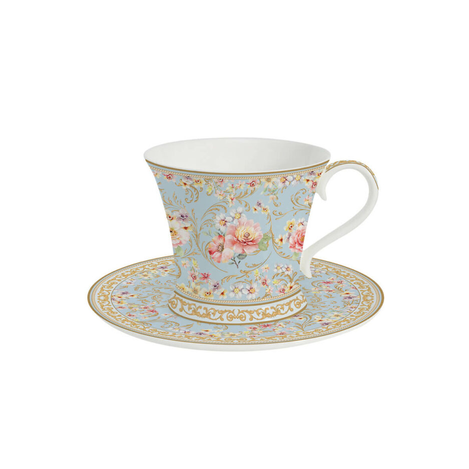 Tazza colazione con piattino 300 ml in Bone China MAJESTIC FLOWERS