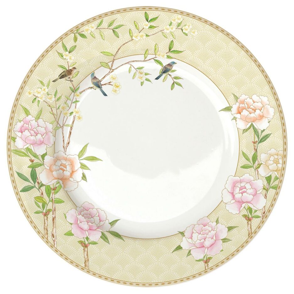 Assiette plate en bone china de 27 cm de diamètre (à l'unité, sans emballage) PaLACE GARDEN FRESCO