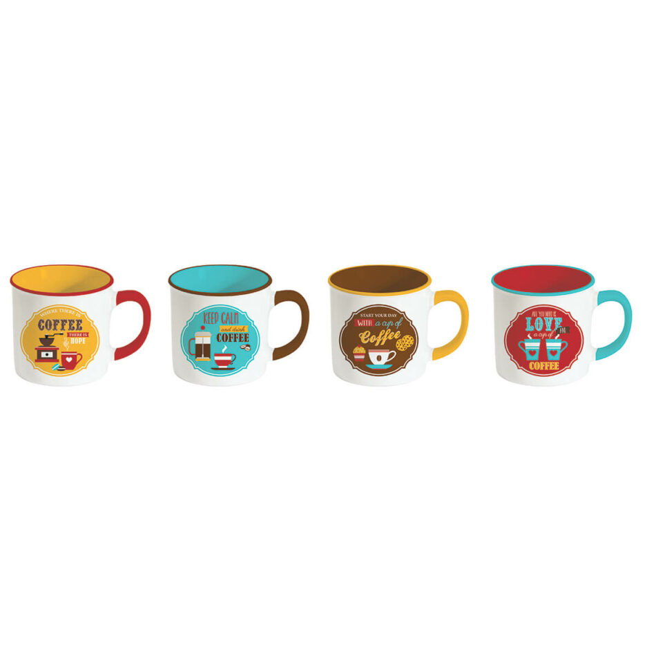 Set 4 Mug in stoneware 300ml in scatola