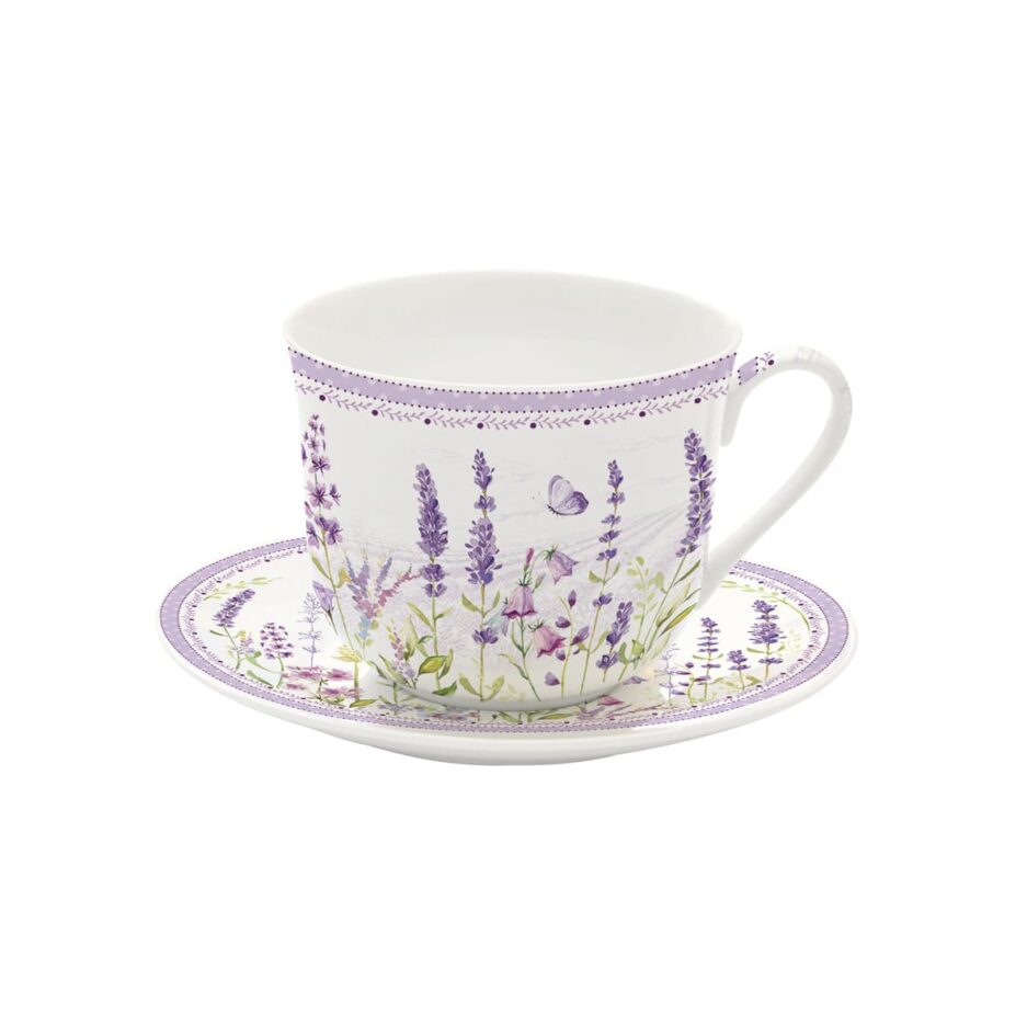 High quality Fine China breakfast cup with saucer 400 ml LAVENDER FIELD
