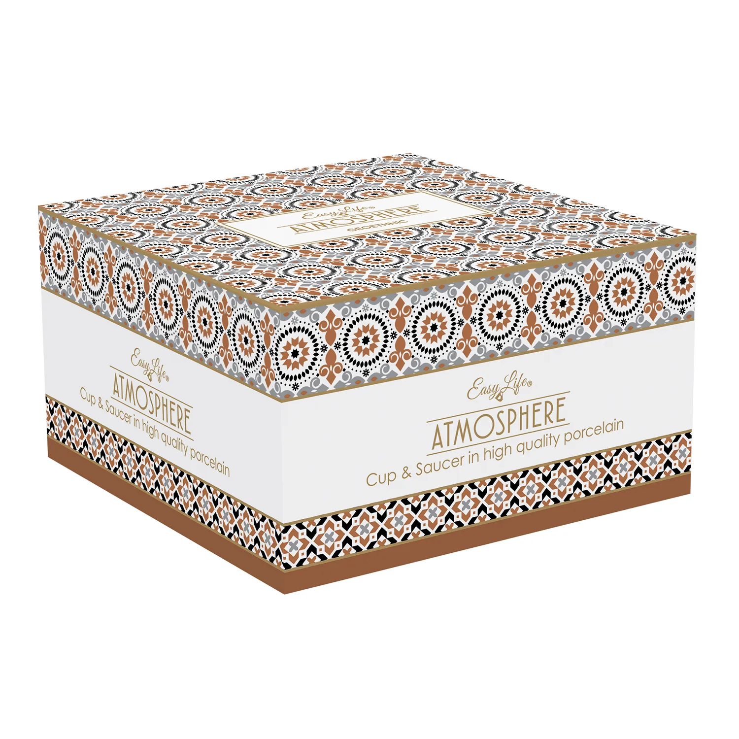 Alternative view of Tazza da colazione con piattino in porcellana 400 ml GEOETHNIC