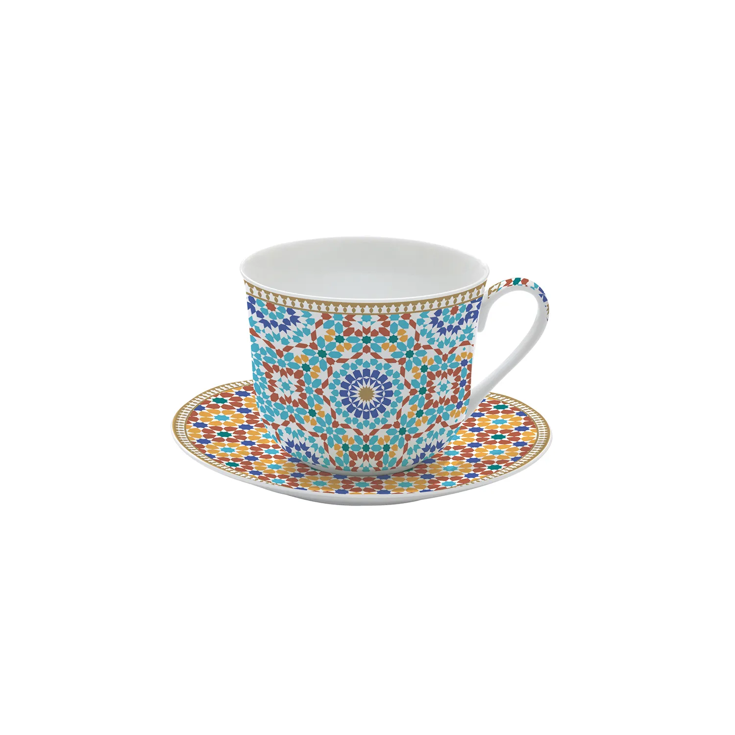 Tazza da colazione con piatto in porcellana 400 ml MARRAKECH