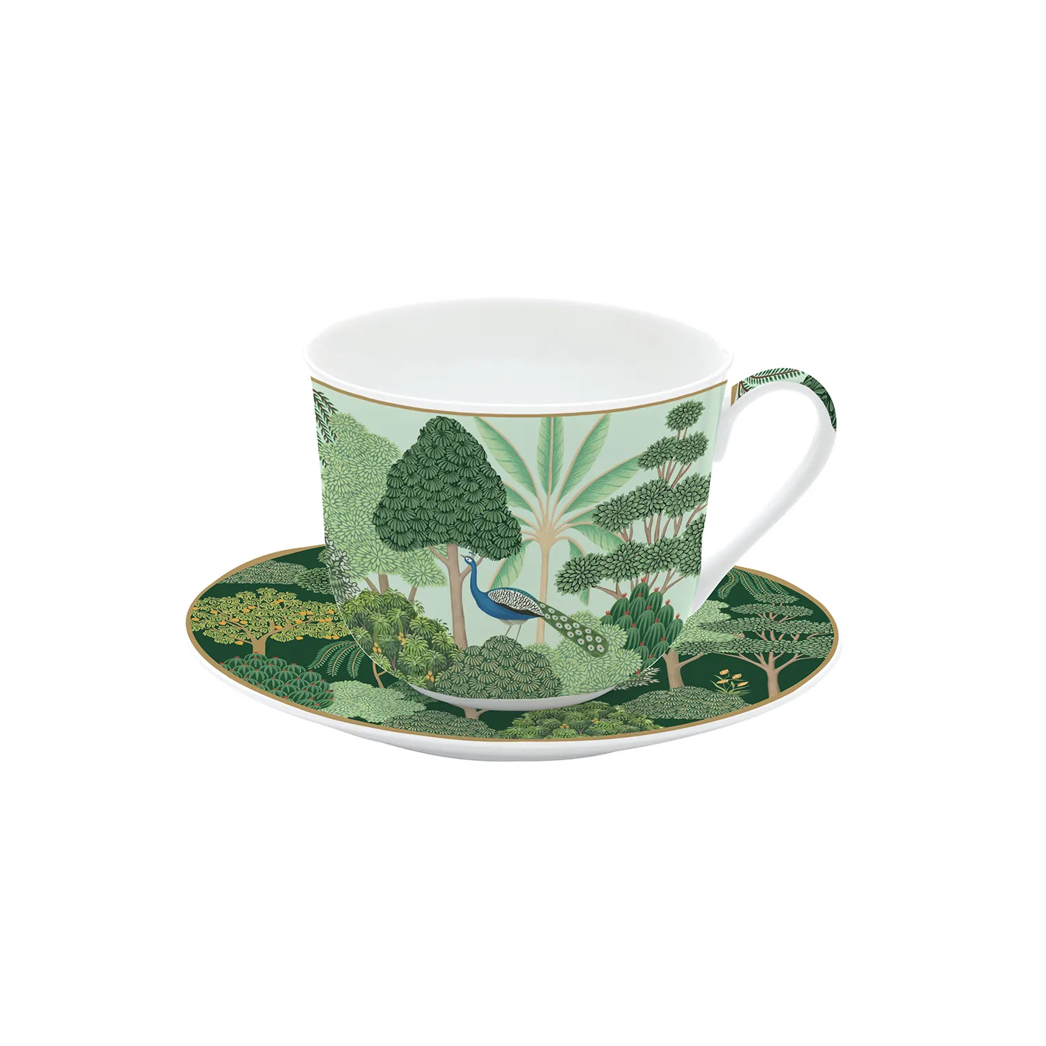 Tazza da colazione con piatto in porcellana 400 ml WOODLAND