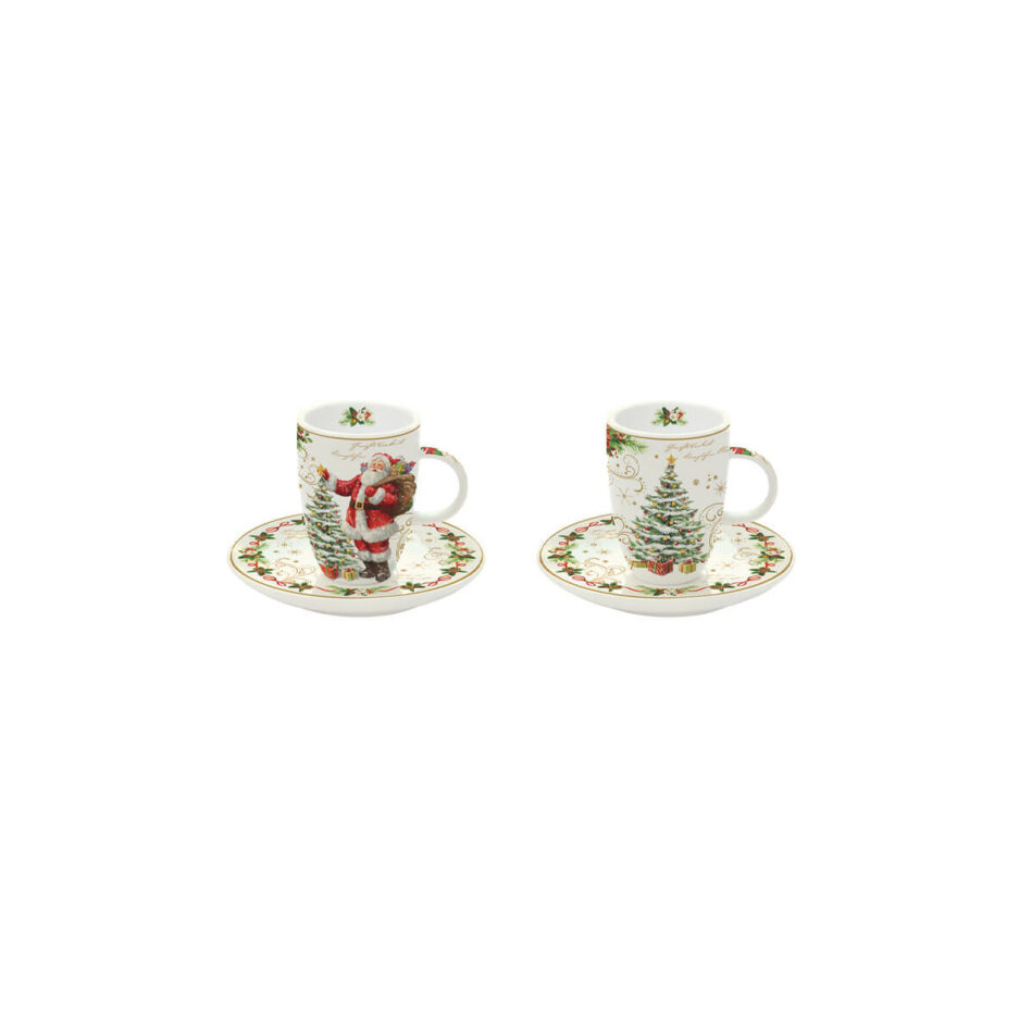 Ensemble de 2 tasses à café avec soucoupes MAGIC CHRISTMAS
