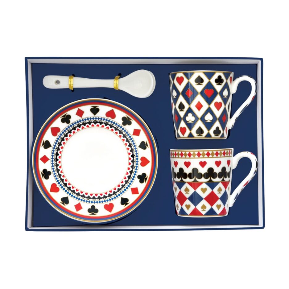 Ensemble de 2 tasses à espresso de 100 ml avec soucoupes et cuillères CASINO ROYALE