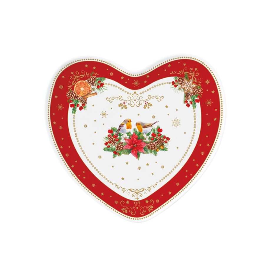 Plateau en forme de cœur de dimensions 20x19 cm CHRISTMAS MELODY