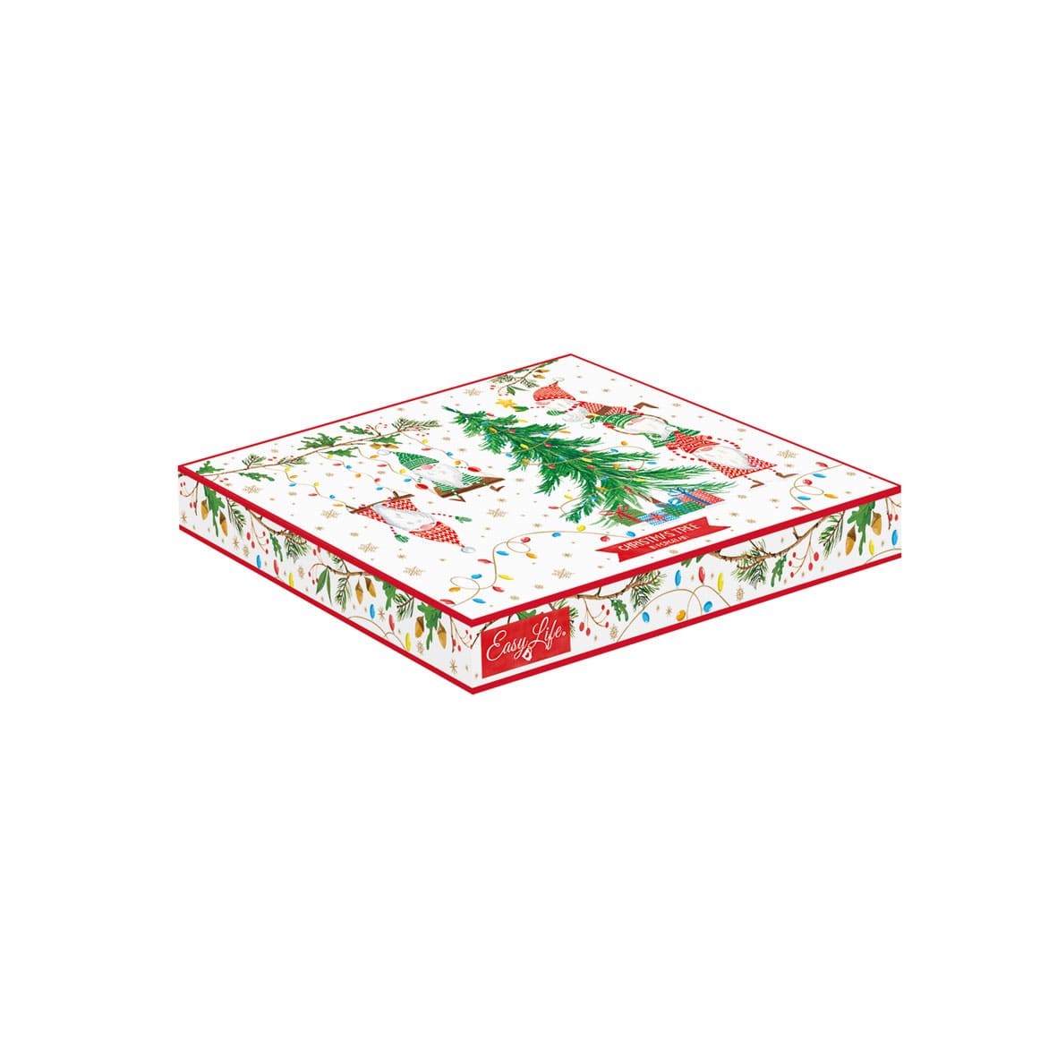 EASY LIFE Piatto Portata Natalizio In Porcellana A Forma Di Albero Di Natale – 28.5x21.5 Cm Con Babbo Natale