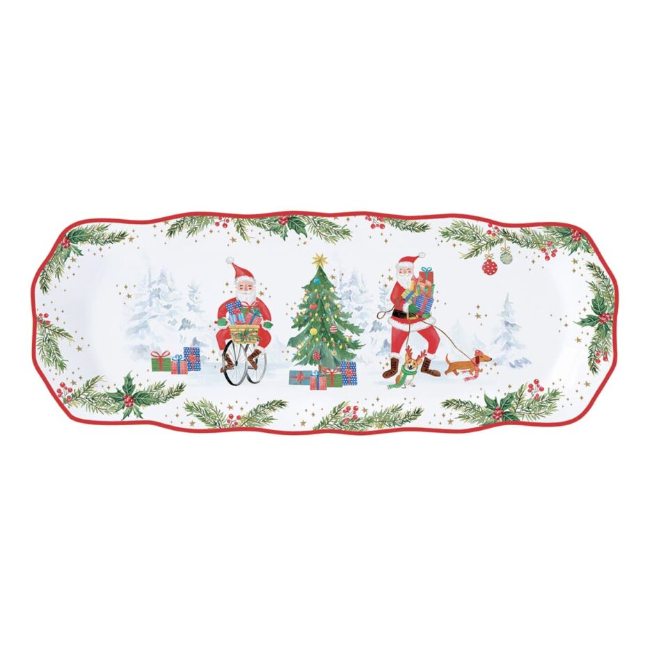 Porcelain serving platter  37x14 cm in color box JOYFUL SANTA