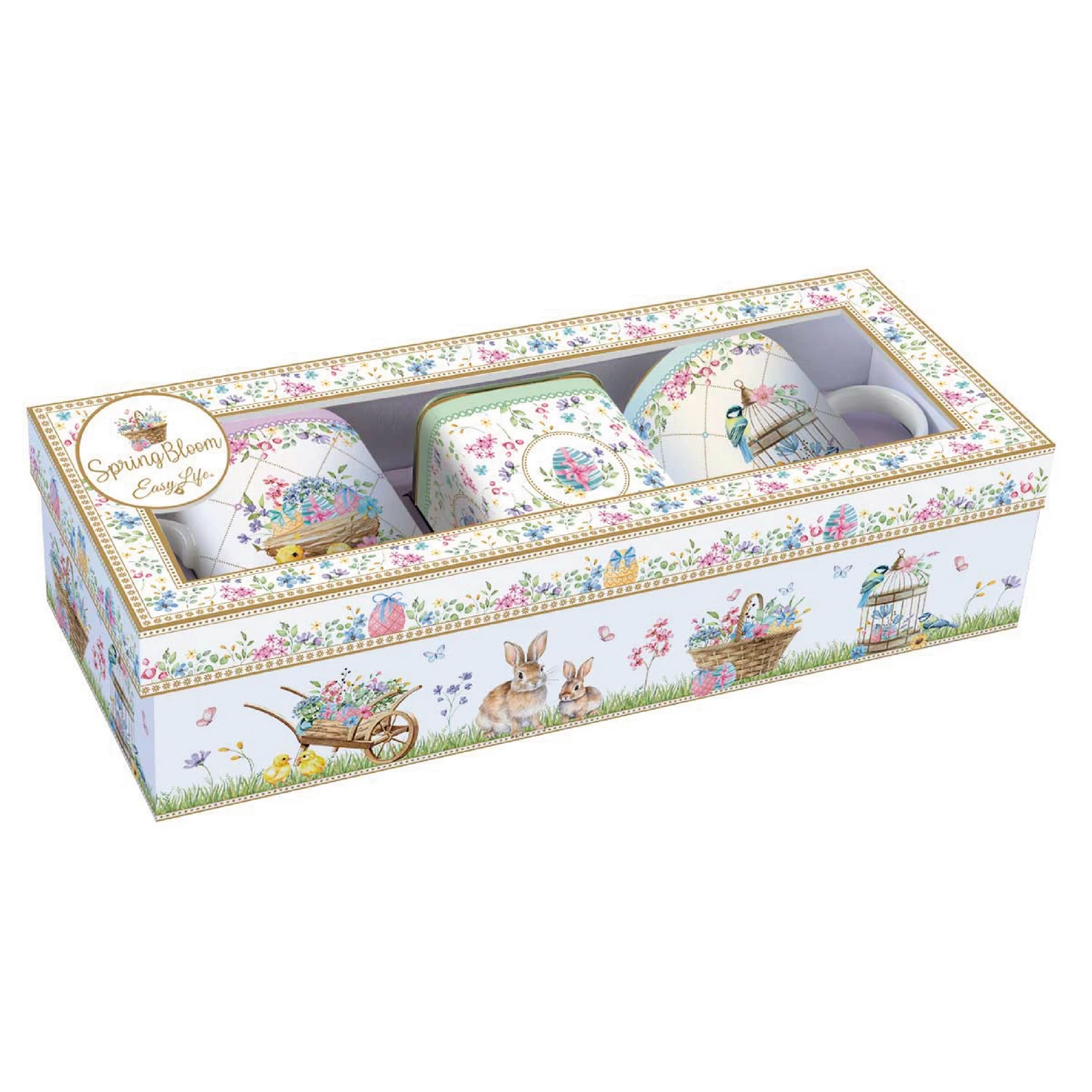 Alternative view of Set of 2 mugs with tea tin 350 ml - scatola 7,5 x 7,5 x h 9 cm SPRING BLOOM