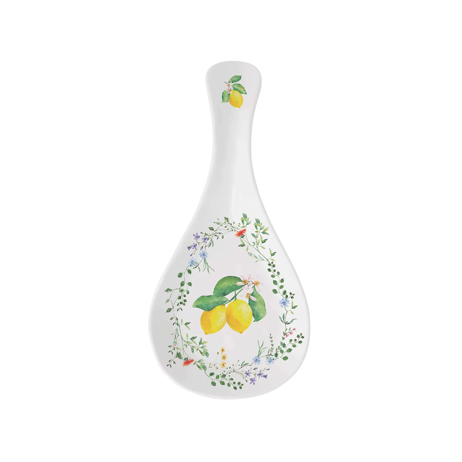 Alternative view of Spoon rest in porcelain 26 x 12 cm FLEURS ET CITRONS