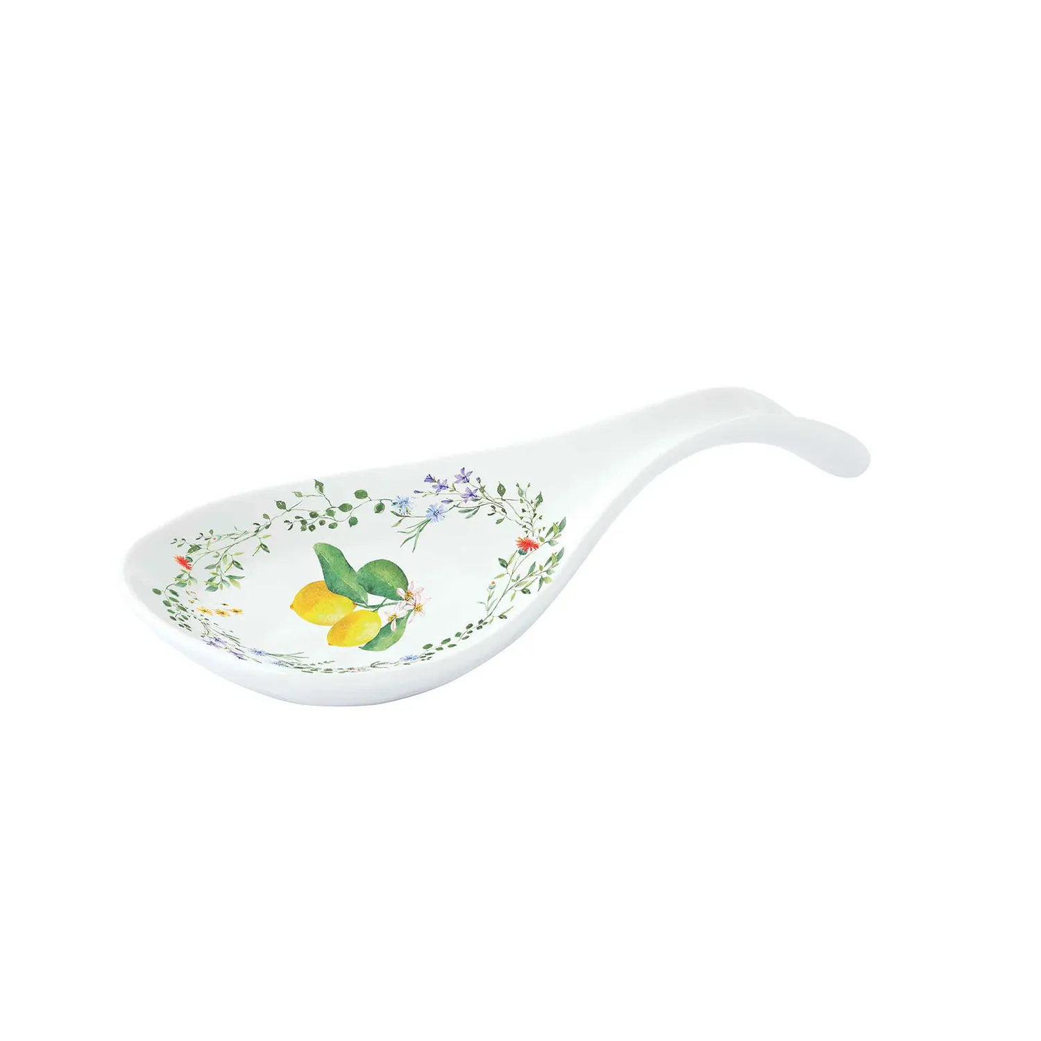 Spoon rest in porcelain 26 x 12 cm FLEURS ET CITRONS