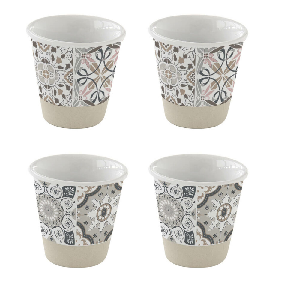 Set 4 coffee cups 100 ml in porcelain GREY
