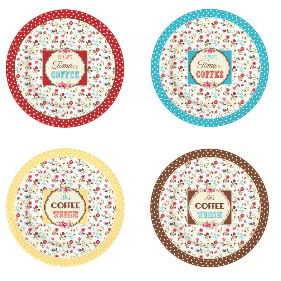 Set 4 piatti dessert in porcellana Ø15 cm in scatola regalo
