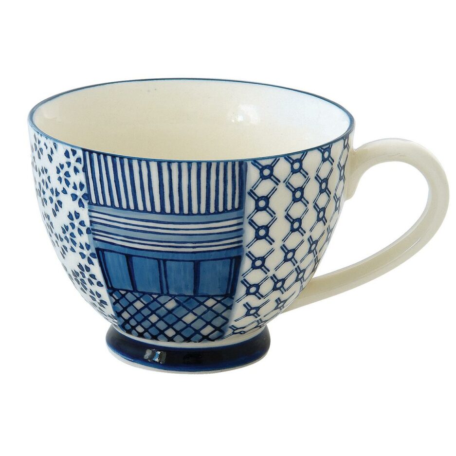 Tasse à petit-déjeuner de 500 ml en grès, peinte à la main, dans une boîte cadeau ORIENTAL