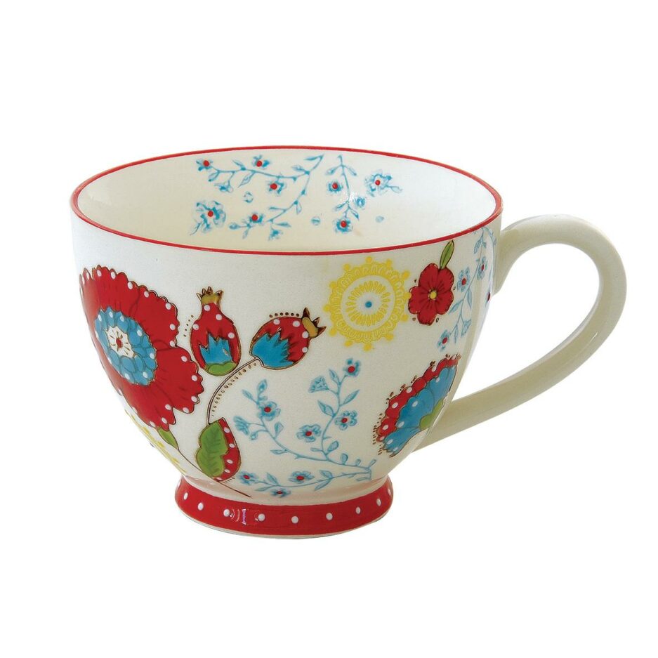 Stoneware hand painted breakfast cup 500 ml in gift box