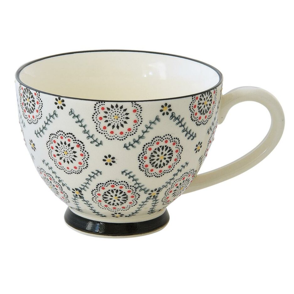 Tasse à petit-déjeuner de 500 ml en grès, peinte à la main, dans une boîte cadeau TEXTURE