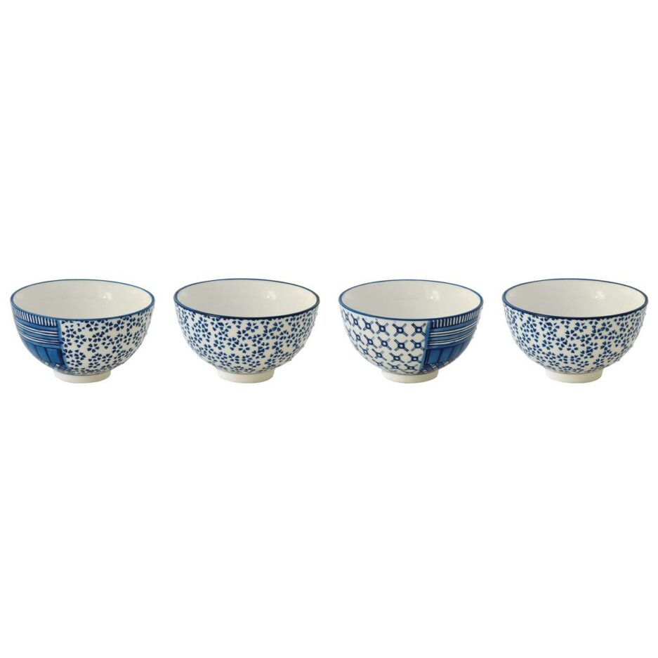 Ensemble de 4 bols en grès peints à la main de Ø12 cm, dans une boîte cadeau ORIENTAL