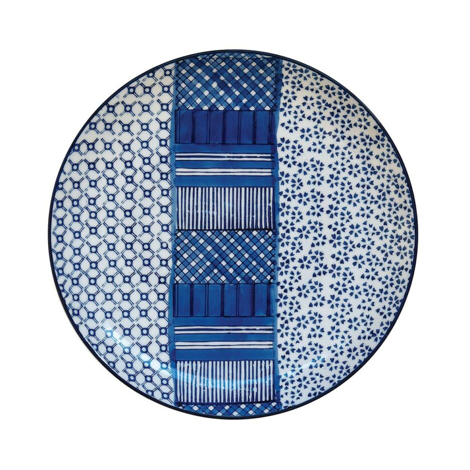 Ensemble de 6 assiettes plates en grès peint à la main Ø25,5 cm en vrac ORIENTAL