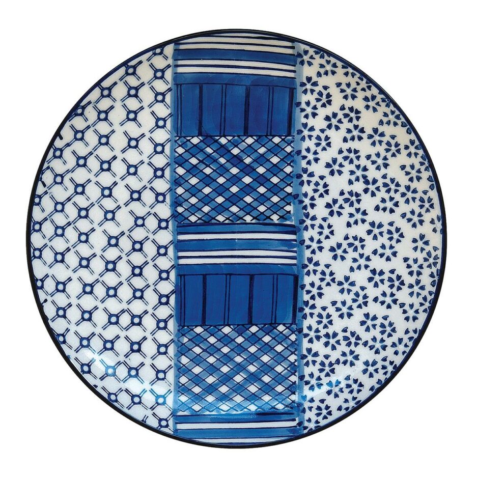 Set 6 Stoneware hand painted splates Ø20,3 cm bulk