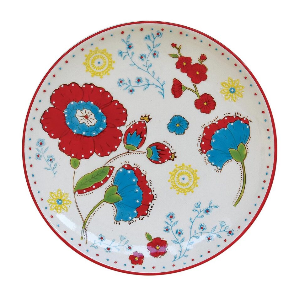 Ensemble de 6 assiettes plates en grès peint à la main Ø20,3 cm en vrac POPPIES FIELD
