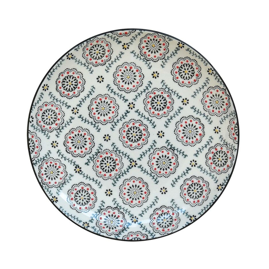 Set 6 Stoneware hand painted splates Ø20,3 cm bulk