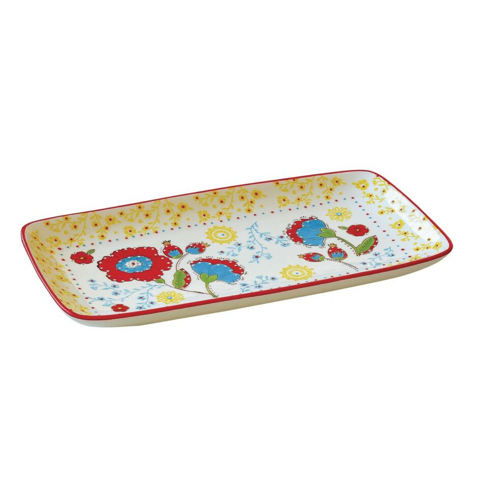 Stoneware hand painted loaf tray 30,5x15,5 cm in gift box