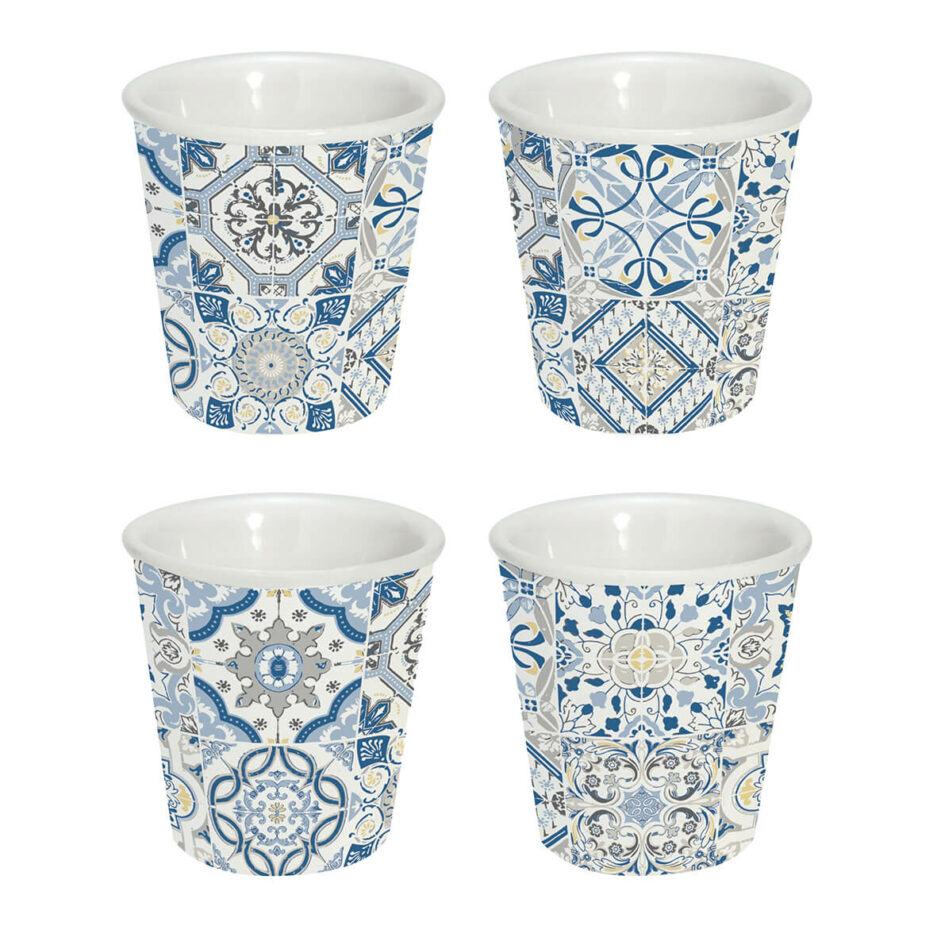 Set 4 bicchierini caffè 100 ml in porcellana BLUE