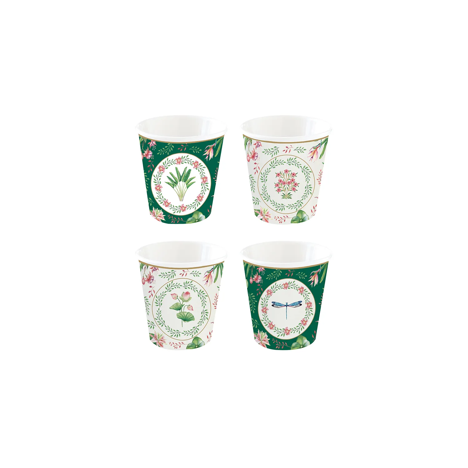 Set of 4 coffee porcelain cups 100 ml BOTANIC CHIC