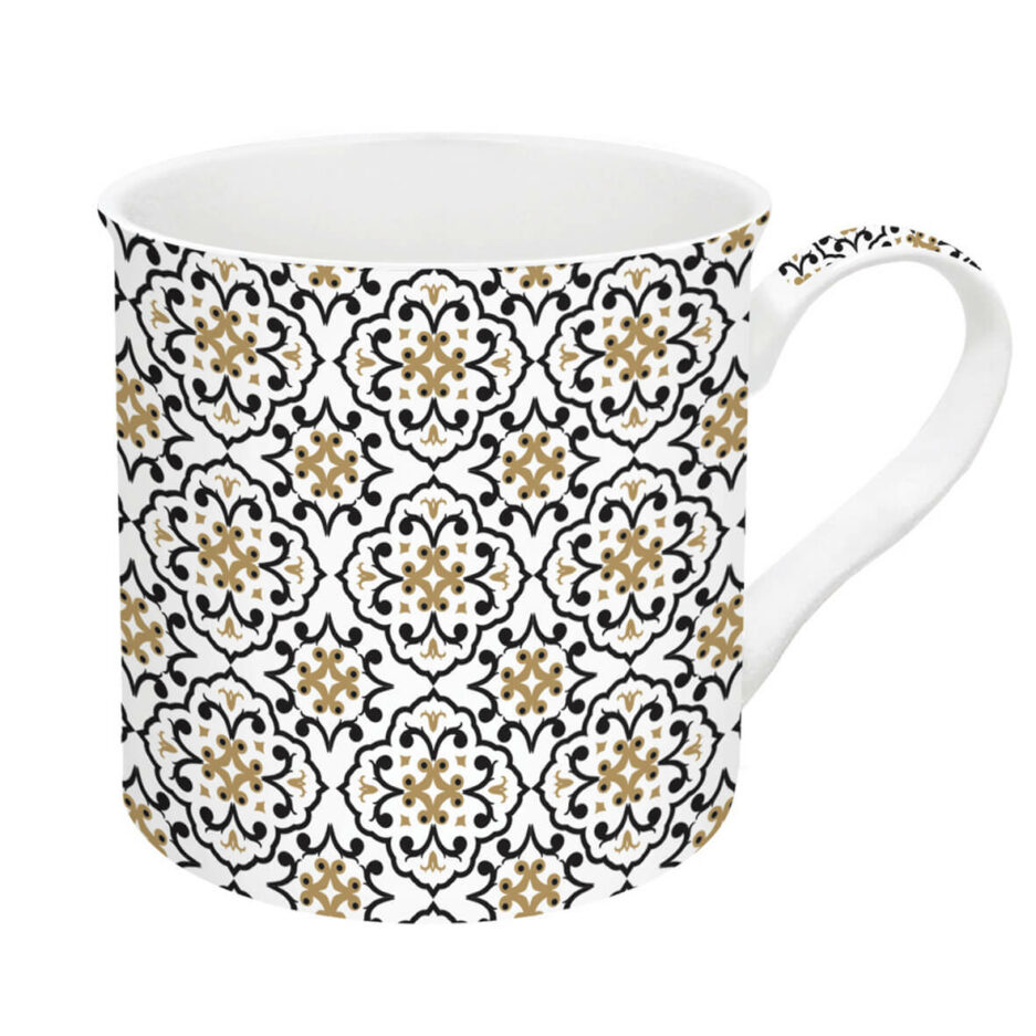 Mug 300 ml in porcellana fine china TREND & COLOR BLACK BAROQUE