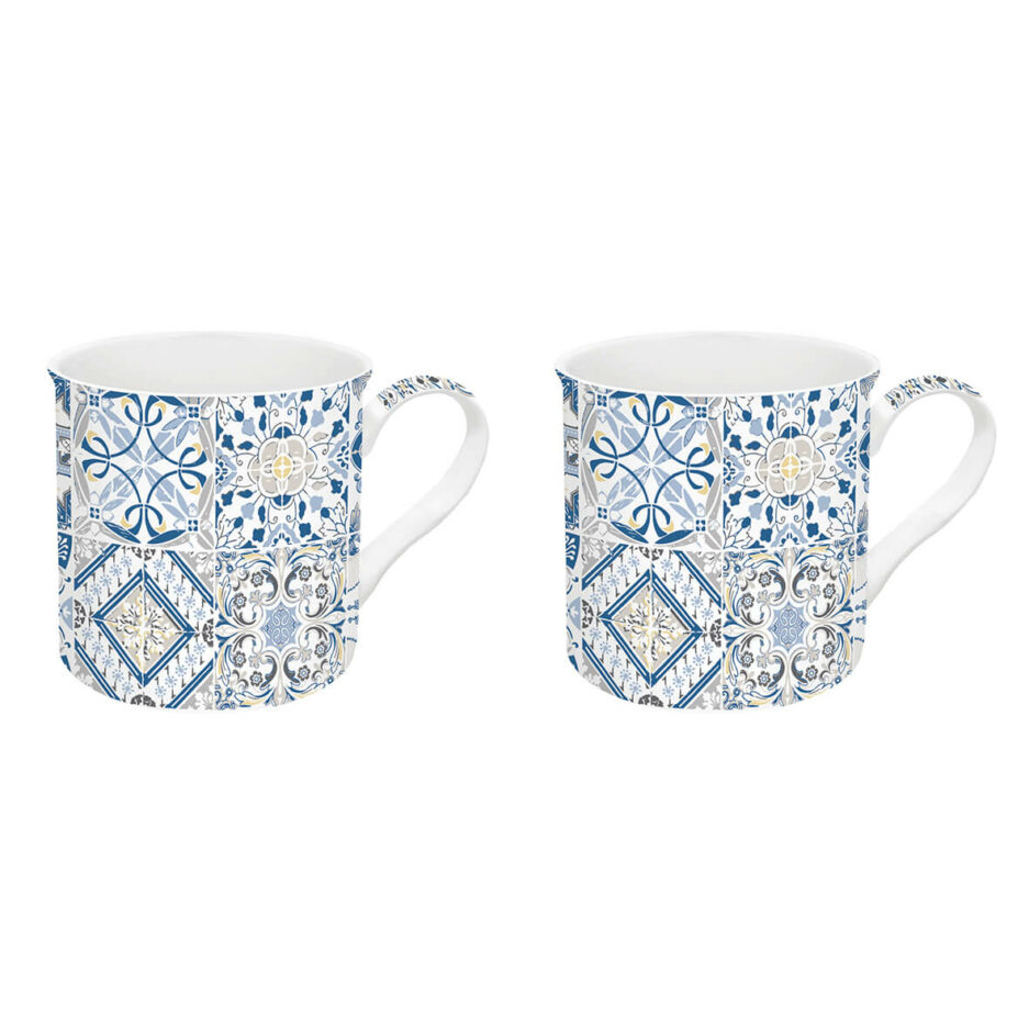 Set 2 fine China mugs 300 ml in gift box BLUE
