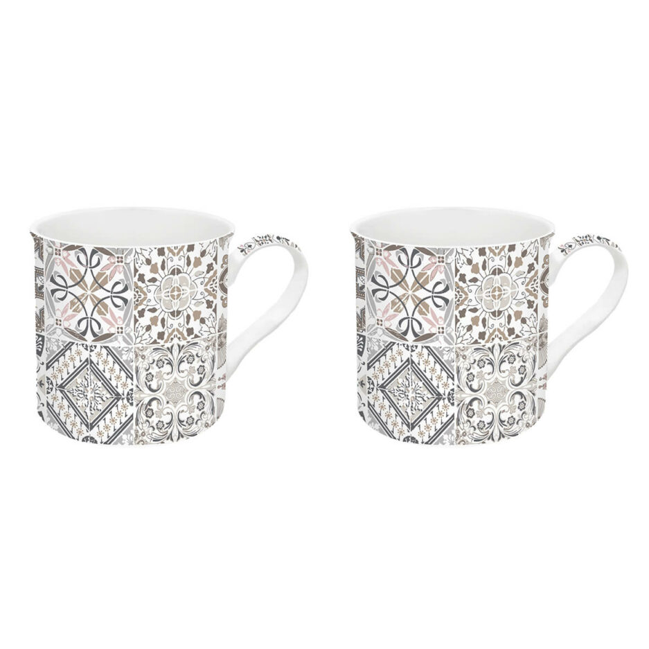 Set 2 mug 300 ml in porcellana Fine China GREY