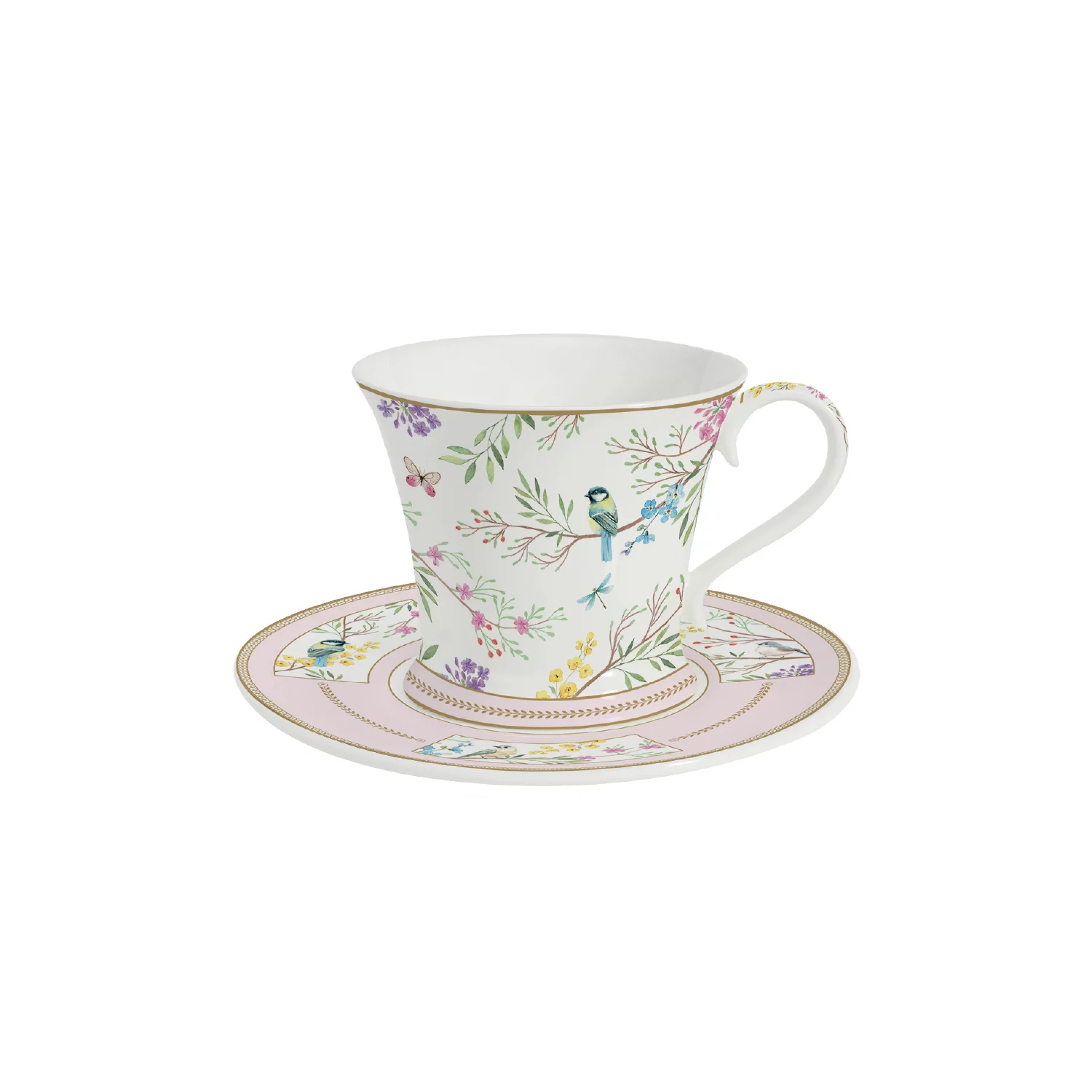Breakfast porcelain cup with saucer 350 ml BIRDS MELODY
