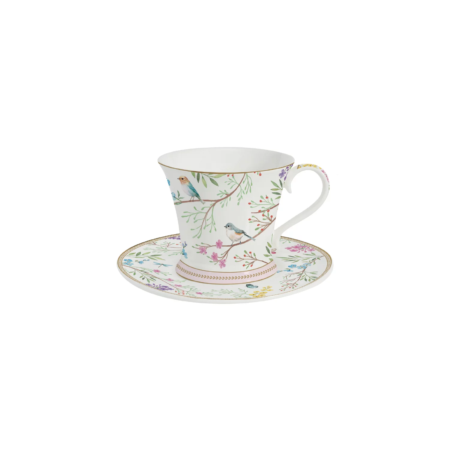 Tea cup with saucer in porcelain 200 ml BIRDS MELODY