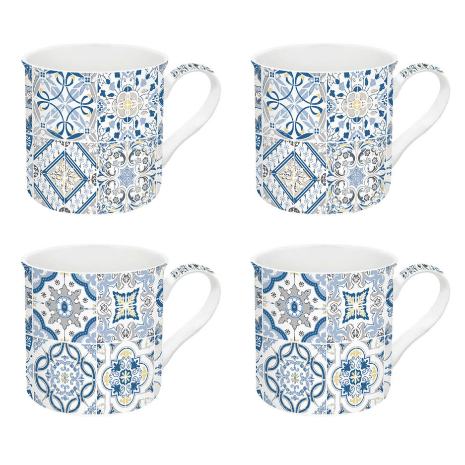 Set 4 mug 300 ml in porcellana Fine China BLUE