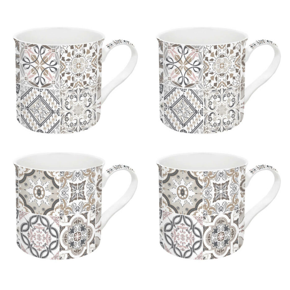Set de 2 mugs en porcelaine de 300 ml fine CASA DECOR GREY