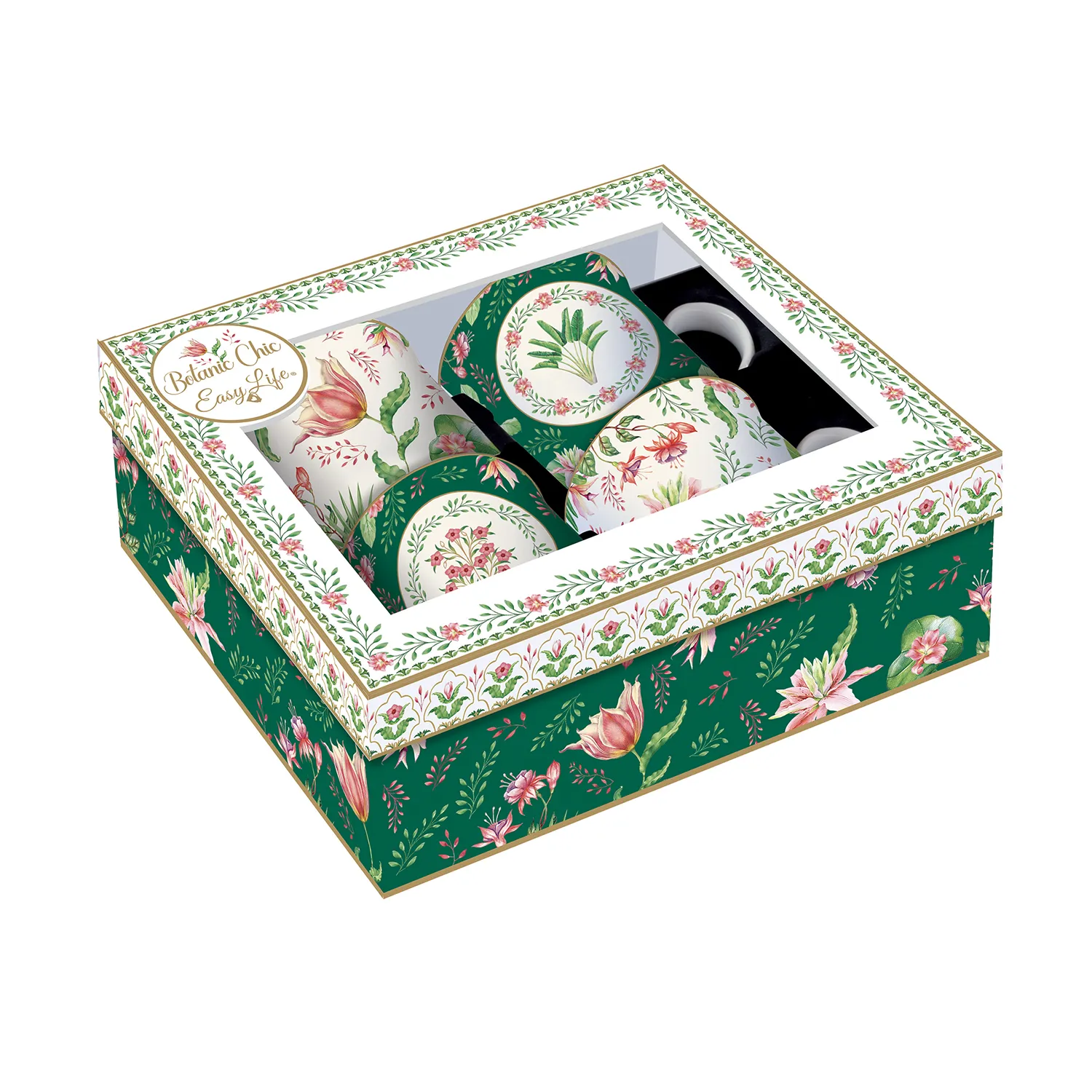 Alternative view of Set of 4 mugs in porcelain 300 ml BOTANIC CHIC