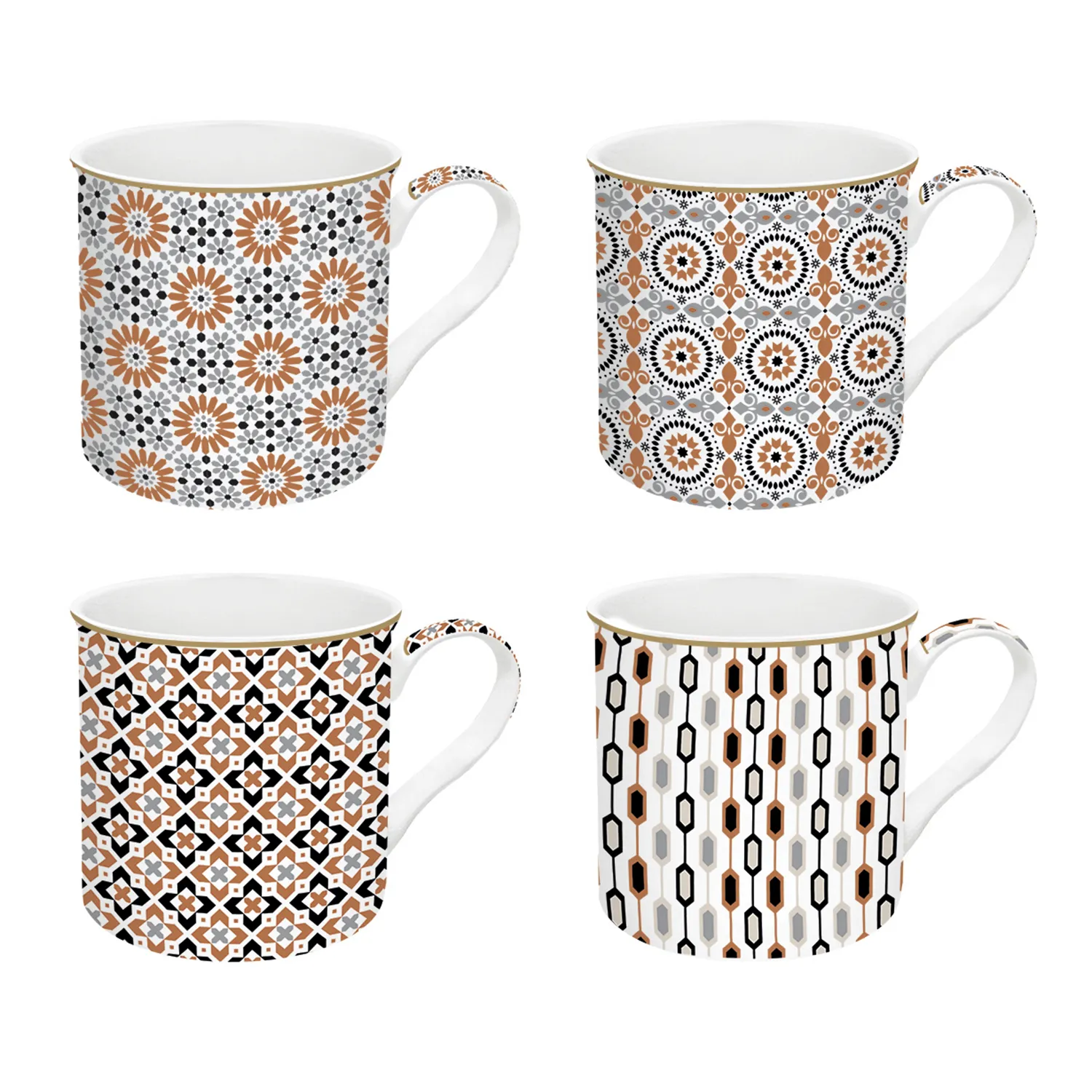 Set 4 tazze in porcellana 300 ml GEOETHNIC