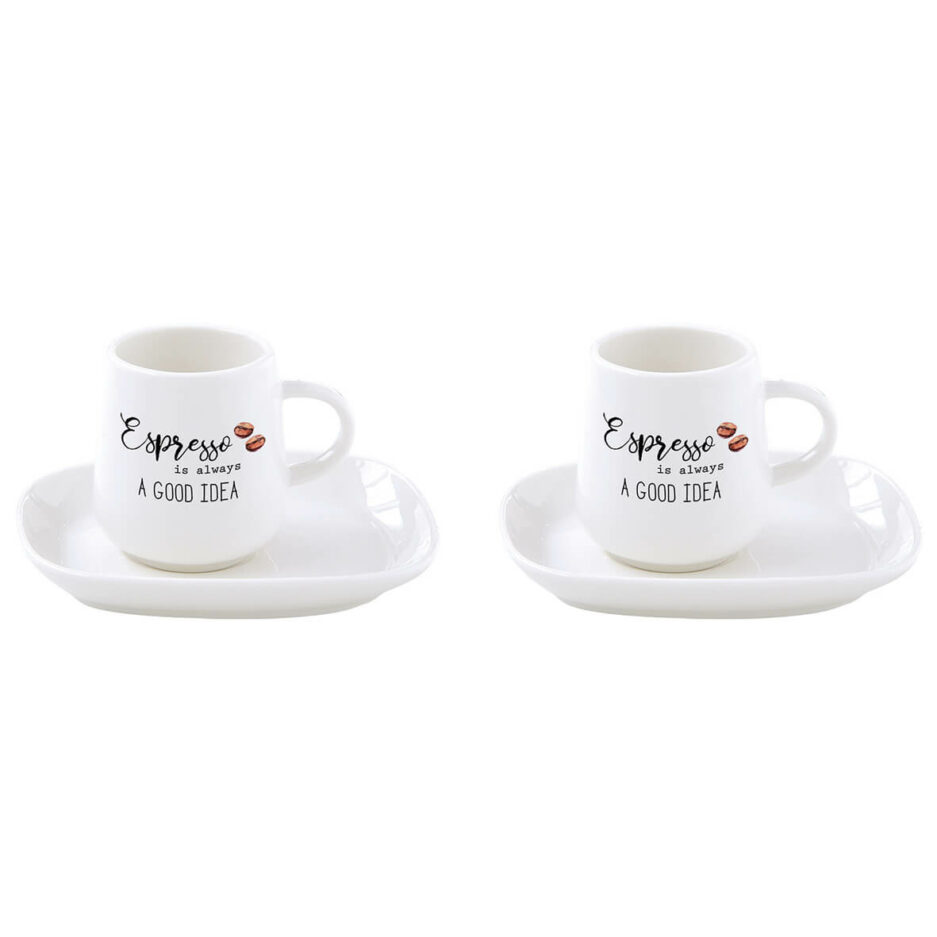Set 2 porcelain coffee with saucer 100 ml KITCHEN ELEMENTS