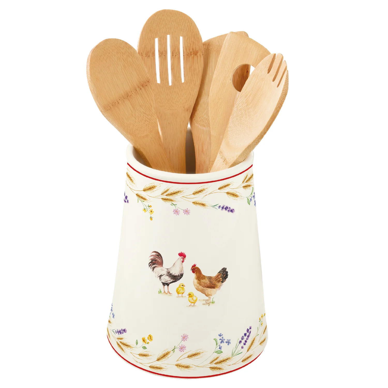 Cutlery holder in porcelain with tools COUNTRY LIFE