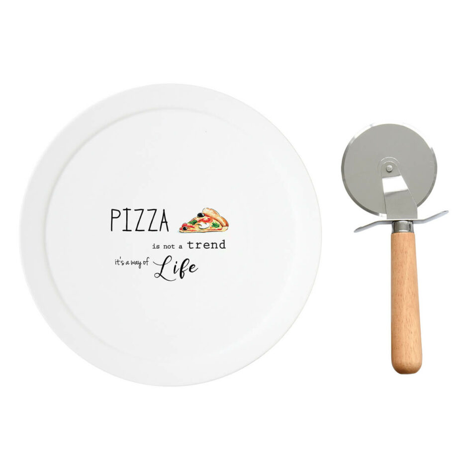 Porcelain pizza plate Ø35,5 cm with pizza cutter KITCHEN ELEMENTS