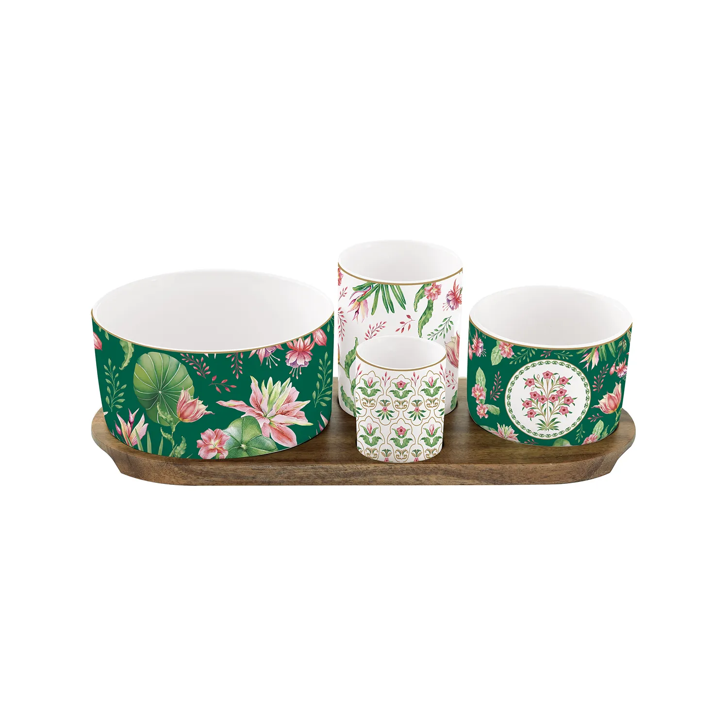 Apertif set in porcelain 29 x 13 cm BOTANIC CHIC